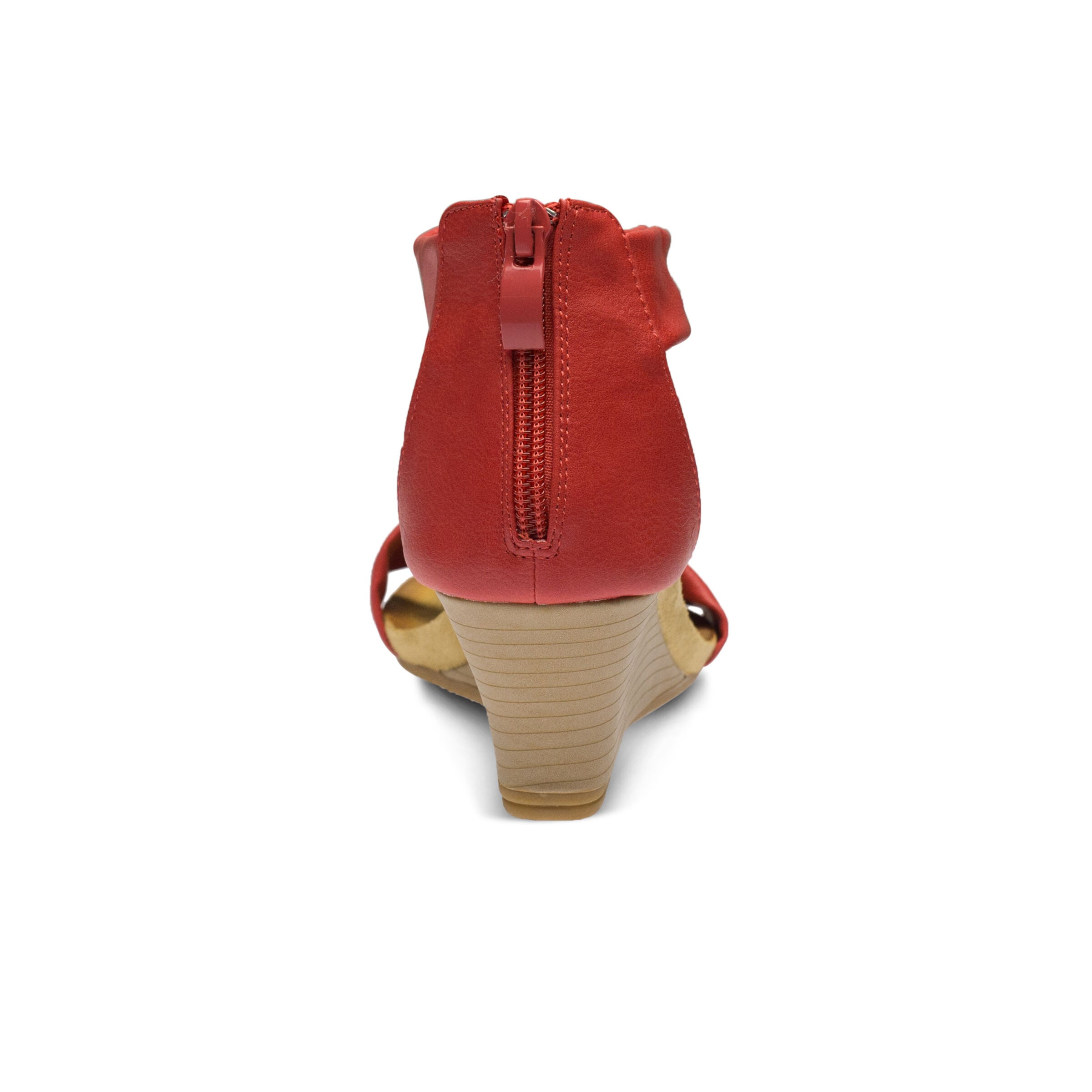 Harlequin Closed Back T-Strap Wedge Sandal, RED, alternate image number 4