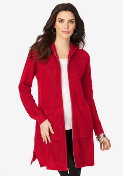 Mega Length Waffle Zip Hoodie