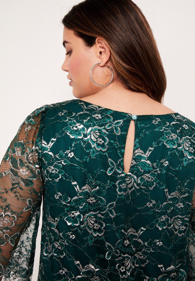 Metallic Lace Sheath Dress, , alternate image number null