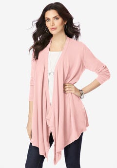 Plus Size Lightweight Handkerchief Hem Cardigan Sweater