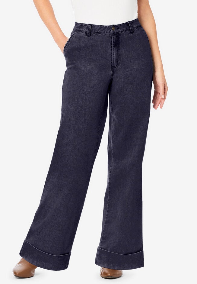 Invisible Stretch® Contour High-Waisted Wide-Leg Jean, INDIGO WASH, hi-res image number null
