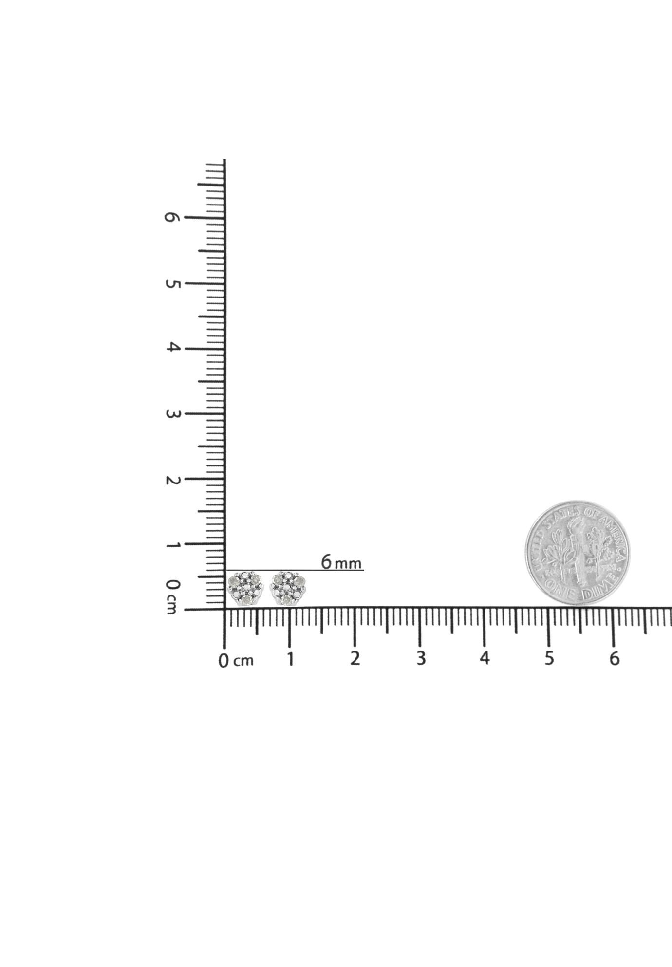 Silver 1/10 Cttw Prong Set Round-Cut Trio Diamond Stud Earrings, , alternate image number 5