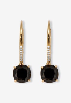 .11 Tcw Cushion Black Spinel 18K Yellow Gold-Plated Sterling Silver Earrings