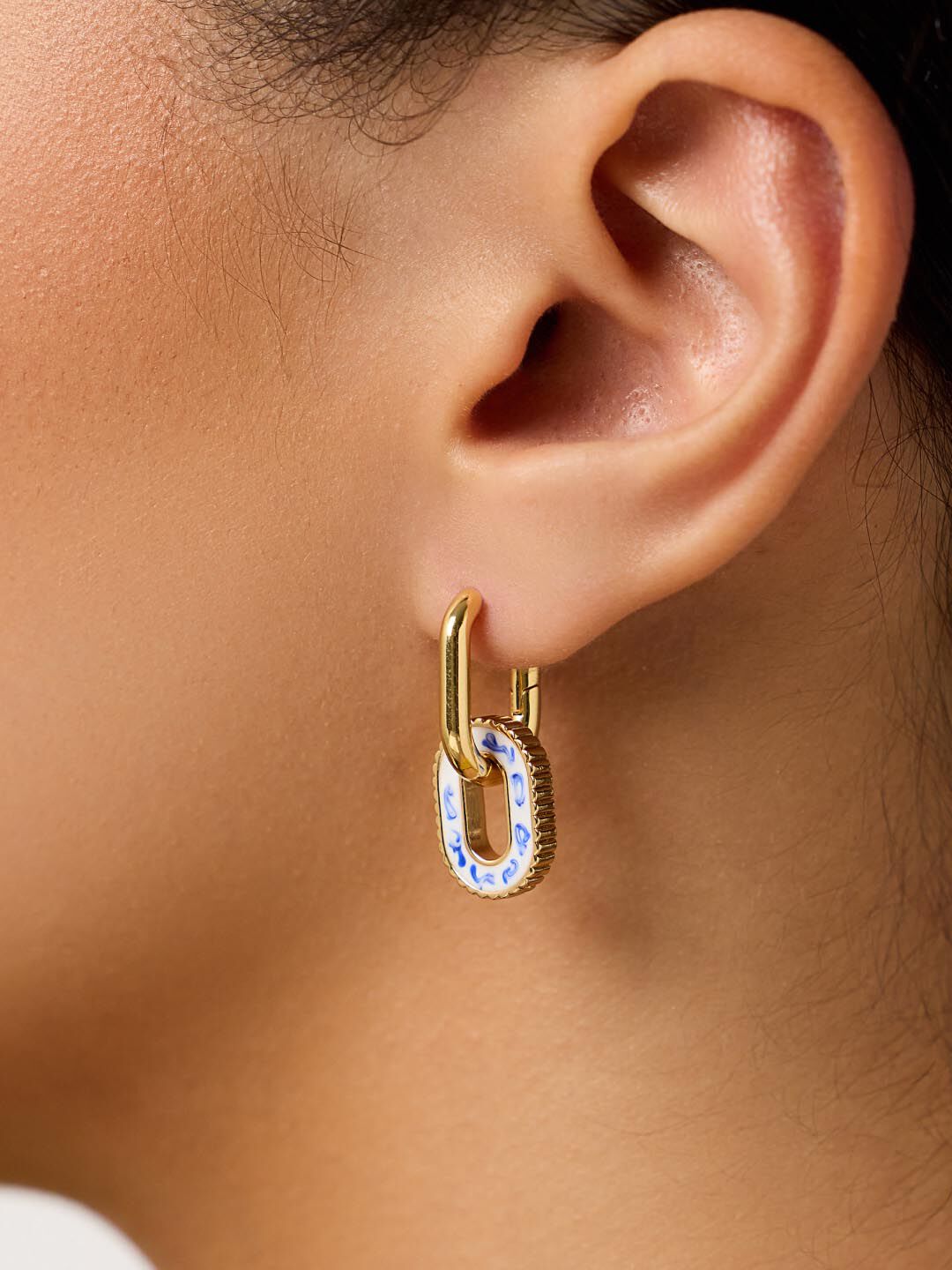 Double Hoop Earrings - Ash Double, MARBLE BLUE, alternate image number 1