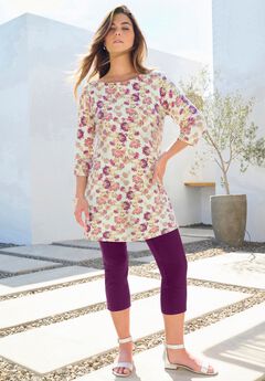 Plus Size Cotton Ultimate Boatneck Tunic with Side Slits