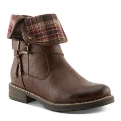 Faux Leather Block Heel Boots