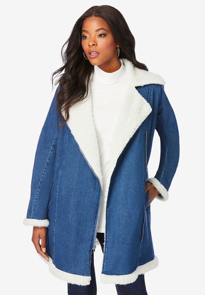 Sherpa-Lined Denim Jacket, MEDIUM WASH, hi-res image number null