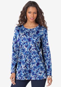 Plus Size Cotton Ultimate Long Sleeve Crewneck Tee