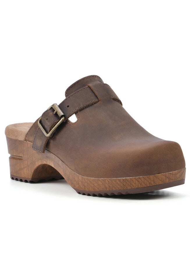 White Mountain Behold Clog Mule, BROWN LEATHER, hi-res image number 0