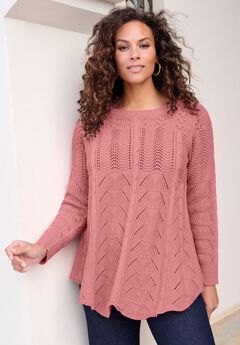 Scallop Hem Pointelle Sweater