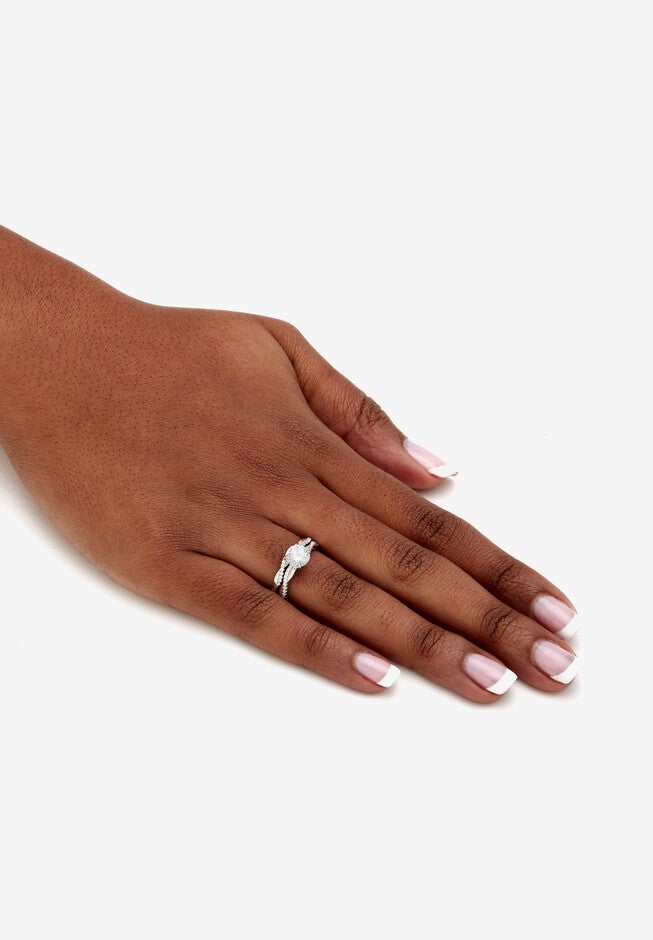 1.79 Cttw. 2-Piece Round .925 Sterling Silver Cubic Zirconia Wedding Ring Set, , alternate image number 3