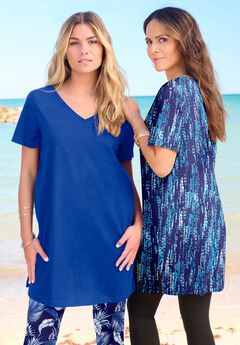 Plus Size Ultimate Cotton V-Neck Short Sleeve Tunic