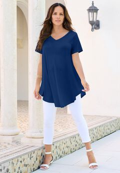 Plus Size Ultra Drape V-Neck Swing Tunic Top
