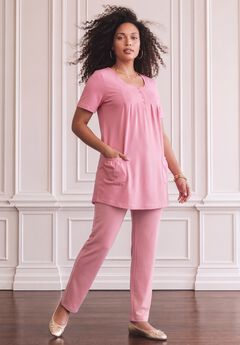 Plus Size Two Pocket Soft Knit Swing Tunic