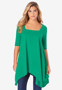 Square Neck Handkerchief Hem Ultimate Tunic