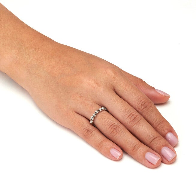 .11 TCW Interchanging Diamond Platinum Over Sterling Silver Heart Ring, WHITE, alternate image number 2