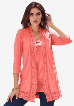 Crochet Trim Pointelle Cardigan