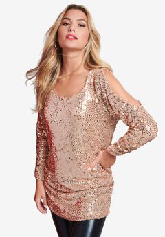 Cold-Shoulder Sequin Tunic