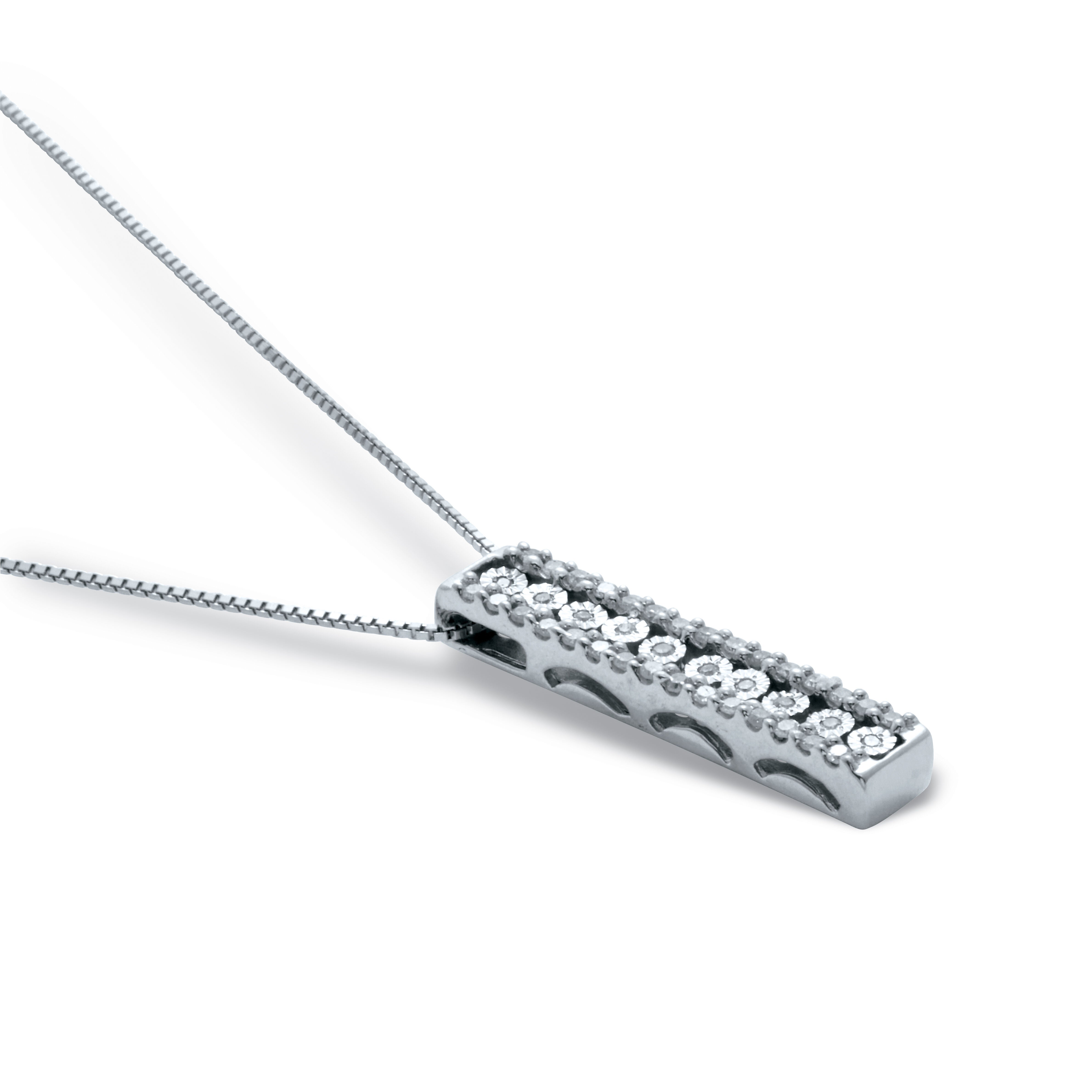 .21 TCW Diamond Sterling Silver Multi-Bar Pendant and Chain 18 Inches, WHITE, alternate image number 3