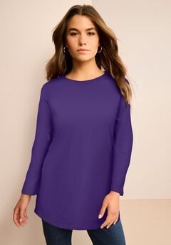 Plus Size Ultimate Cotton Crewneck Long Sleeve Tee