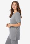 Notch-Neck Soft Knit Tunic, , alternate image number null