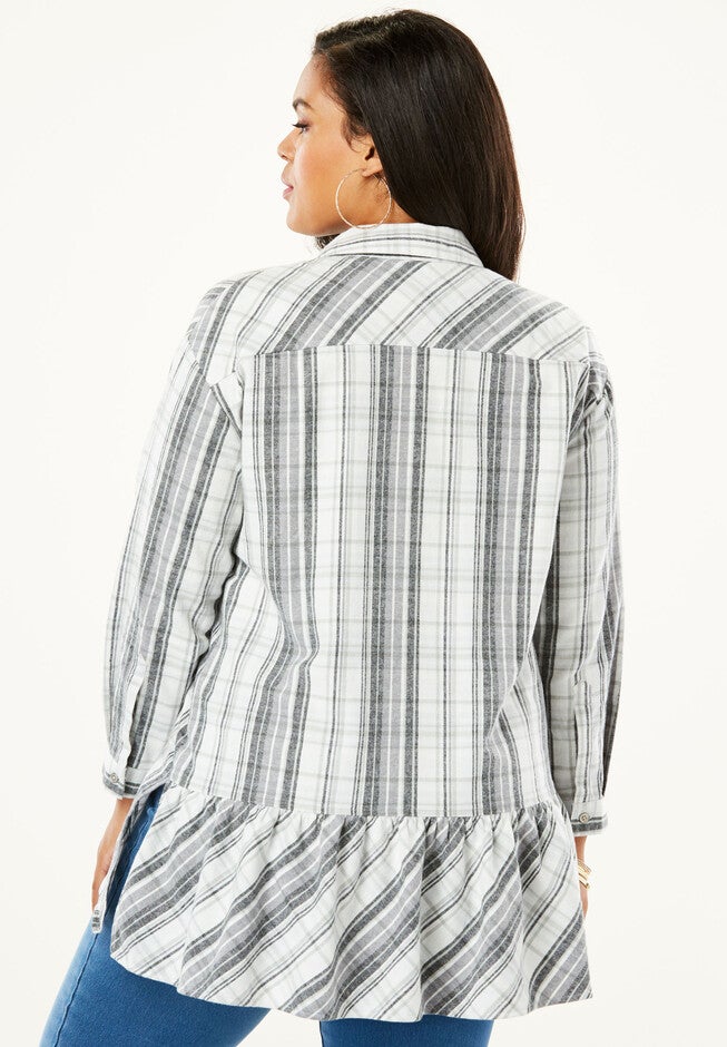 Plaid Peplum Back Tunic, , on-hover image number 1