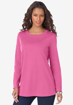 Plus Size Cotton Ultimate Long Sleeve Crewneck Tee