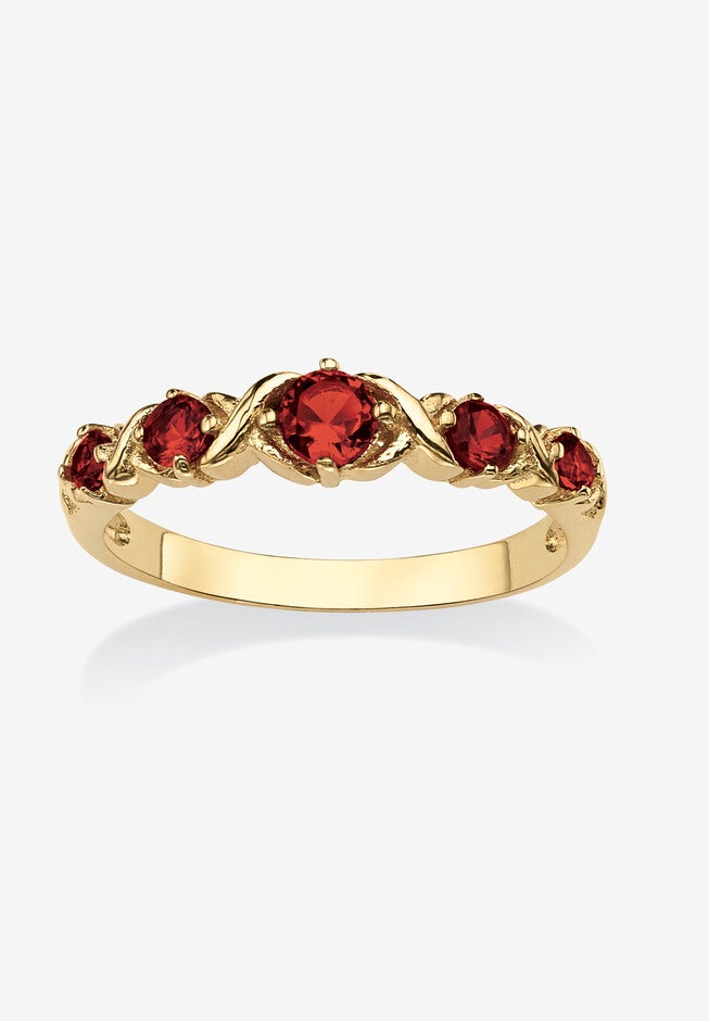 Yellow Gold-Plated Simulated Birthstone Ring, JANUARY, hi-res image number 0