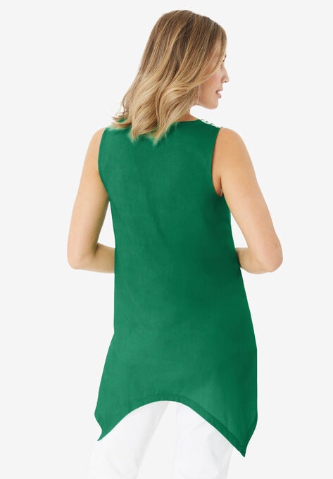 Handkerchief-Hem Tunic Tank, , on-hover image number null