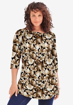 Plus Size Cotton Ultimate Boatneck Tunic with Side Slits