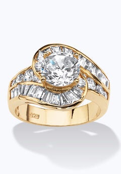 4.79 Tcw Round Cubic Zirconia Bypass Ring In 14K Gold-Plated Sterling Silver