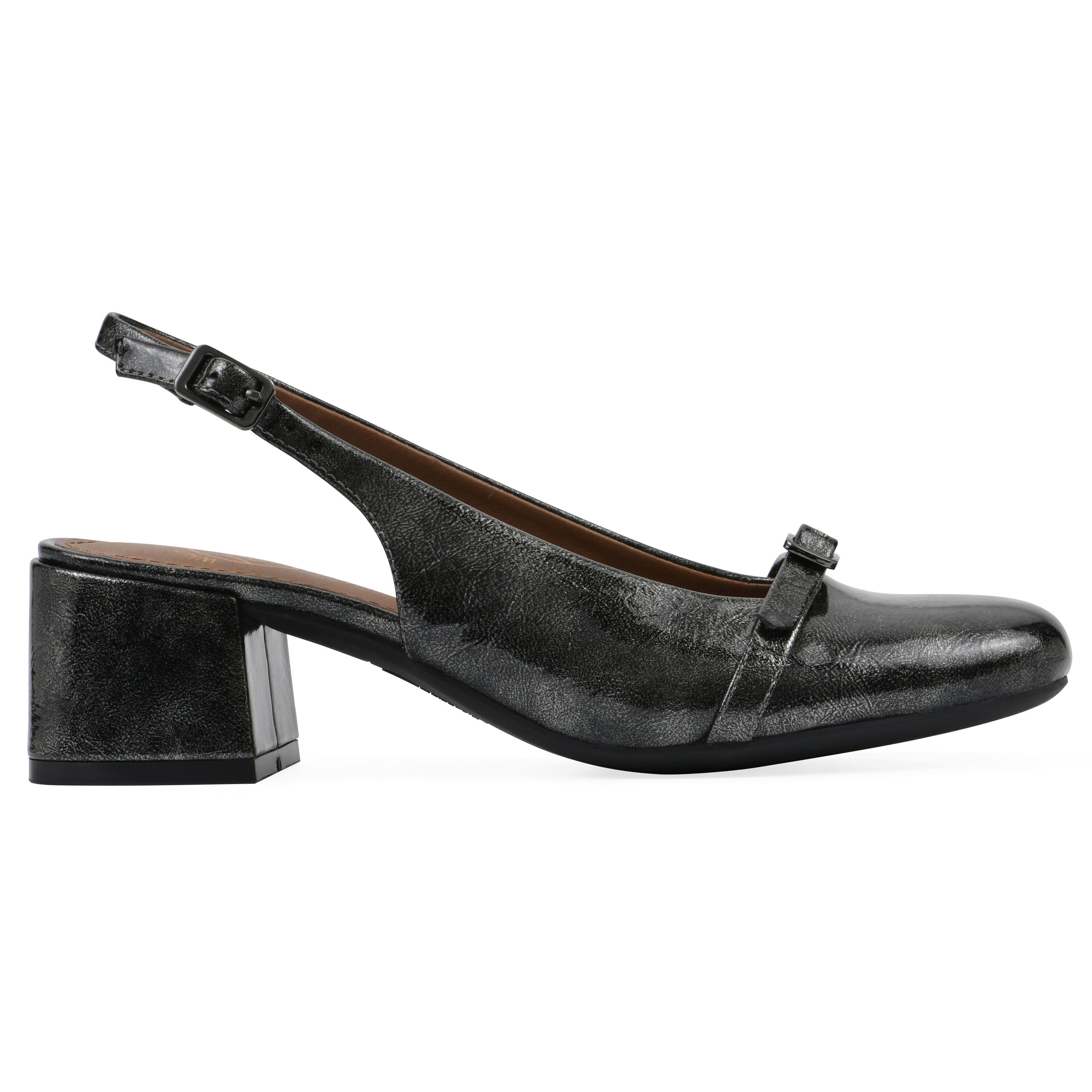 Later Slingback Block Heel, PEWTER PATENT, alternate image number 2