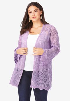 Bell Sleeve Pointelle Cardigan