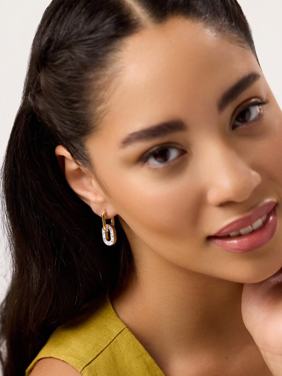 Ash Double Hoop Earrings, MARBLE BLUE, alternate image number 5