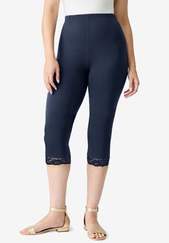 Lace Trim Essential Stretch Capri Legging