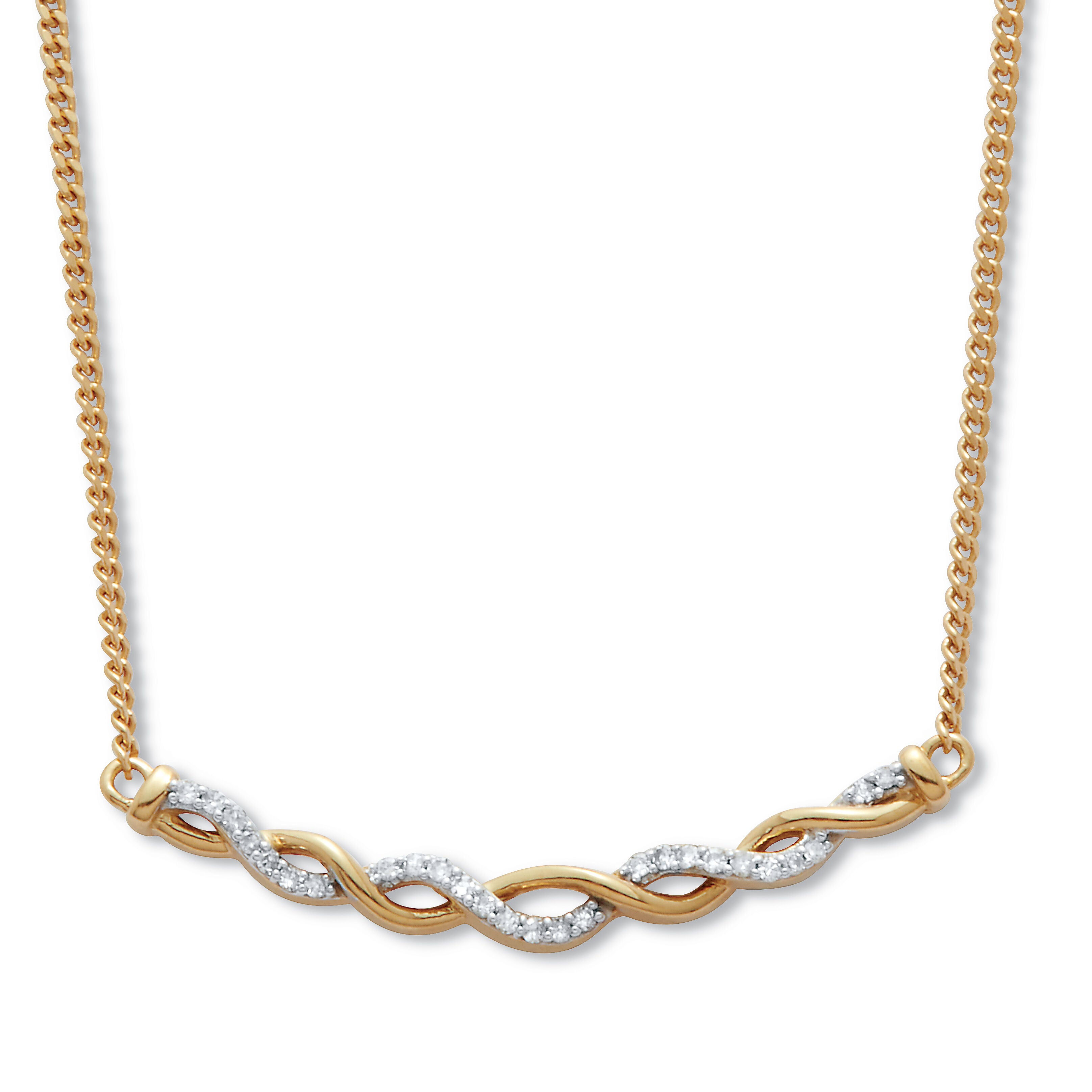.12 TCW Diamond 18K Gold-Plated Sterling Silver Twisted Necklace 18 Inches, WHITE, hi-res image number 0