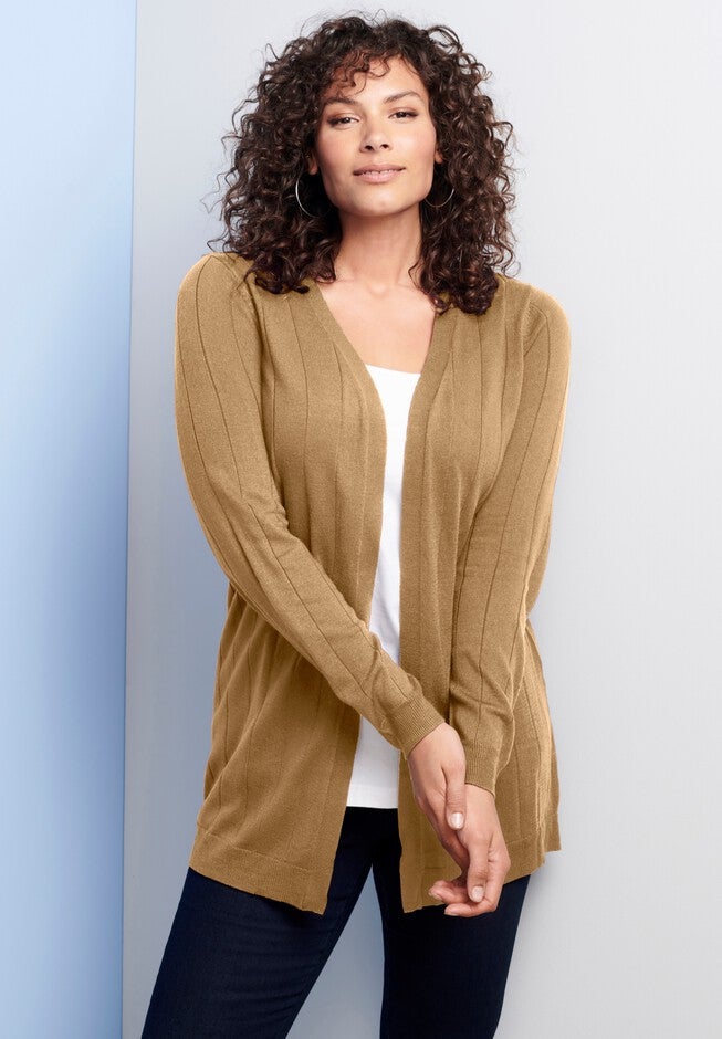 Fine Gauge Drop Needle Cardigan, , alternate image number 3