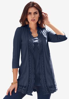 Crochet Trim Pointelle Cardigan