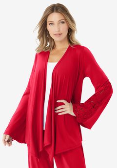 Lace Trimmed Ultrasmooth® Fabric Cardigan