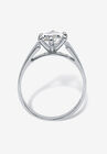 Sterling Silver Cubic Zirconia Wide Band Solitaire Engagement Ring, , on-hover image number null