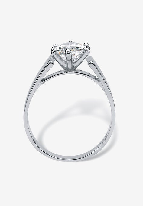 Sterling Silver Cubic Zirconia Wide Band Solitaire Engagement Ring, , on-hover image number null