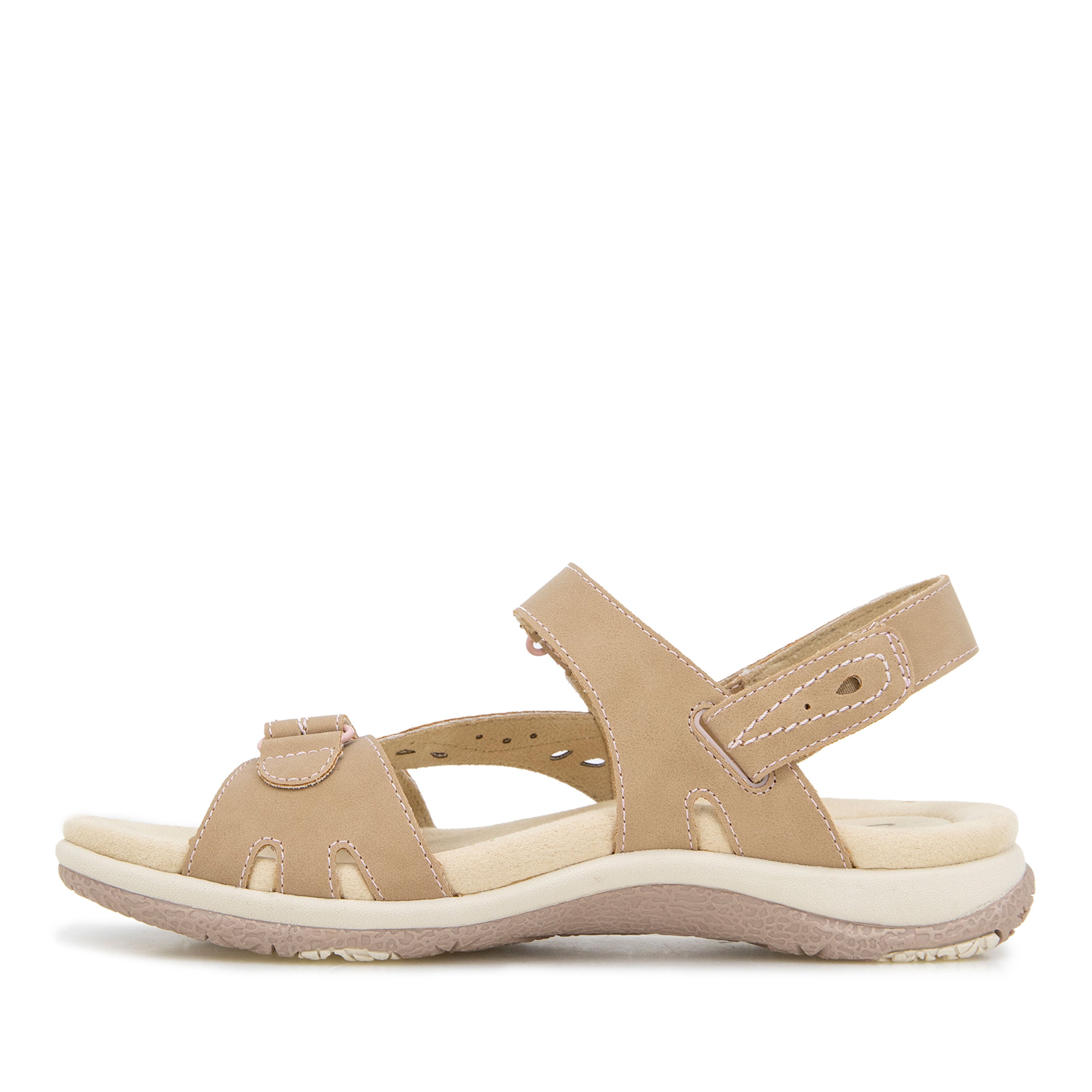 Stephie Vegan Hook and Loop Flat Sandal, SAND PETAL, alternate image number 3