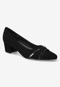 Black Low Block Heel Pumps