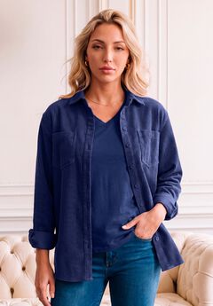Corduroy Button-Front Shirt