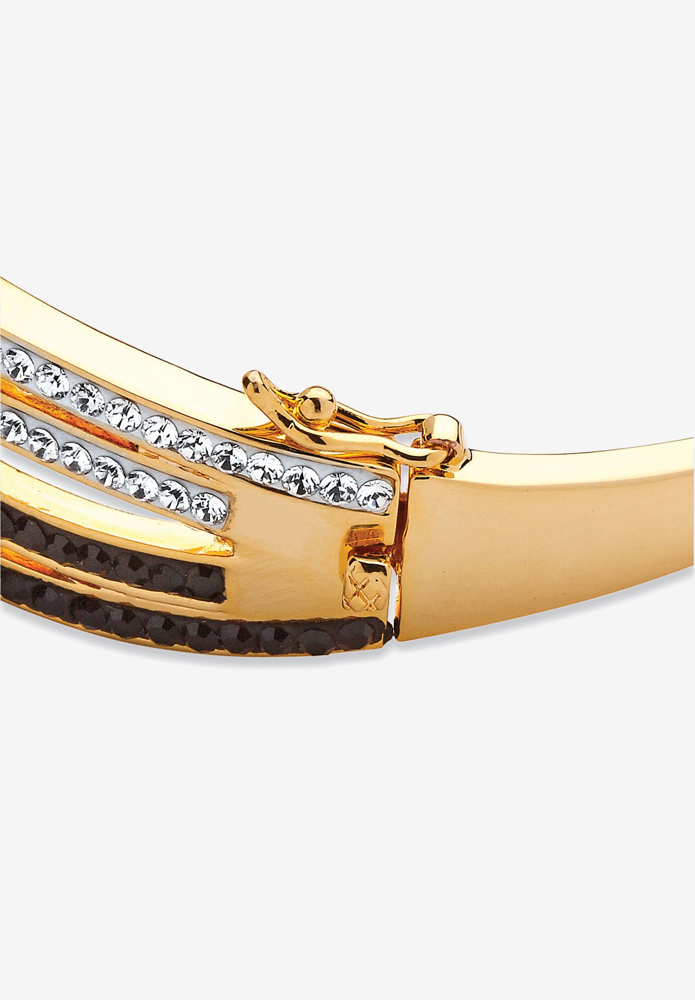 Black & White Crystal Bangle Bracelet Gold-Plated, , on-hover image number 1