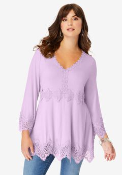 Empire Waist Boho Lace Trimmed Tee