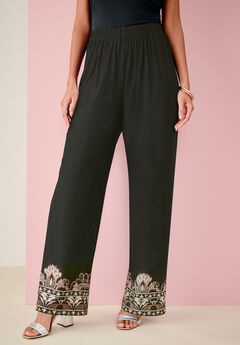 Plus Size Pull On Wide Leg Pants