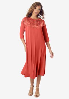 Ultrasmooth® Fabric Embellished Swing Dress
