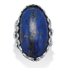 Oval Shaped Genuine Blue Lapis Sterling Silver Ring