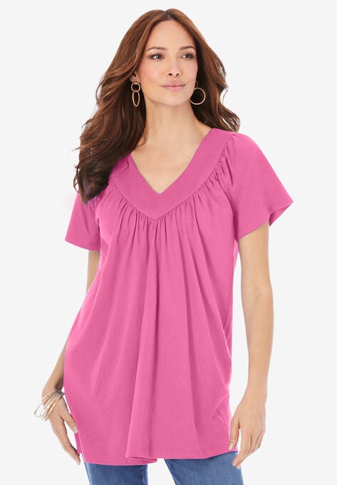 Banded V-Neck Ultimate Tee, VINTAGE ROSE, hi-res image number null